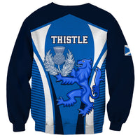 Scotland rugby sweatshirt in dark blue with back Thistle and lion crest graphic