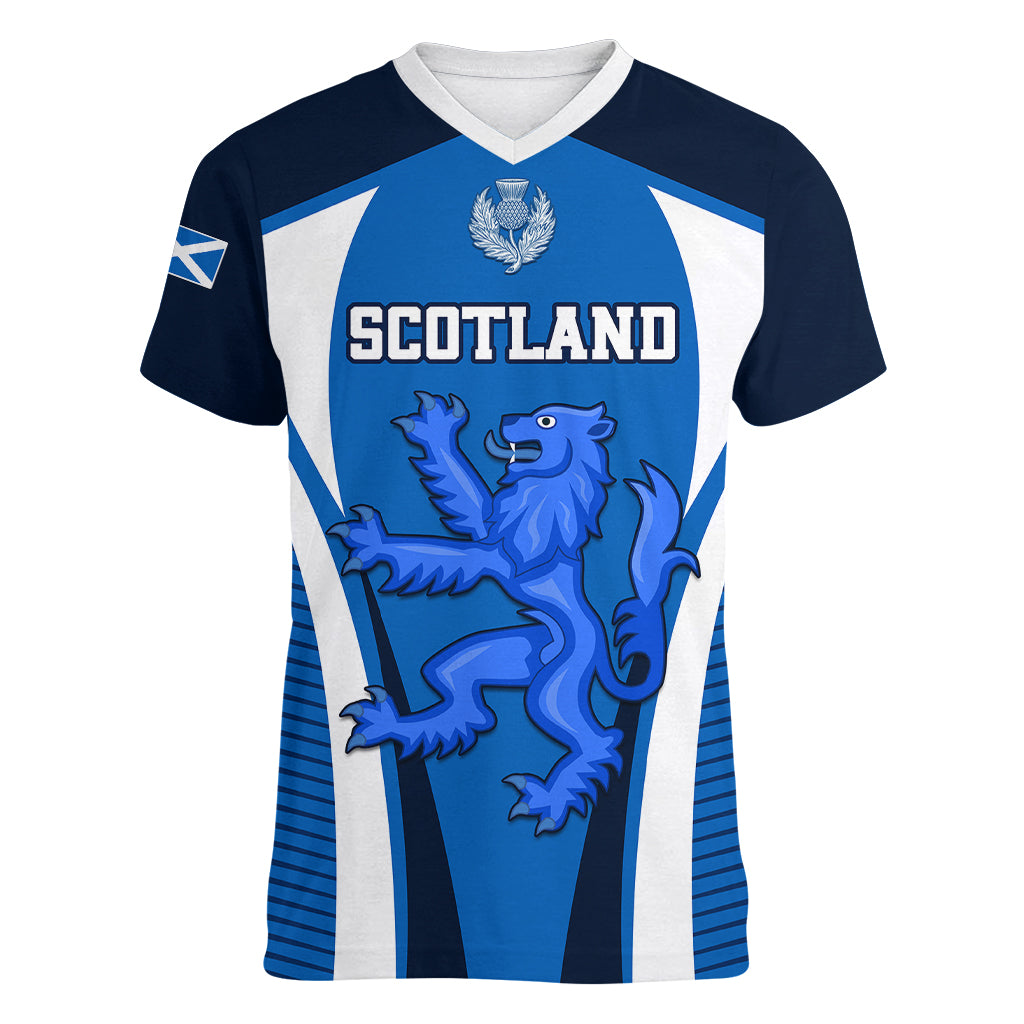 scotland-rugby-women-v-neck-t-shirt-thistle-with-scottish-lion