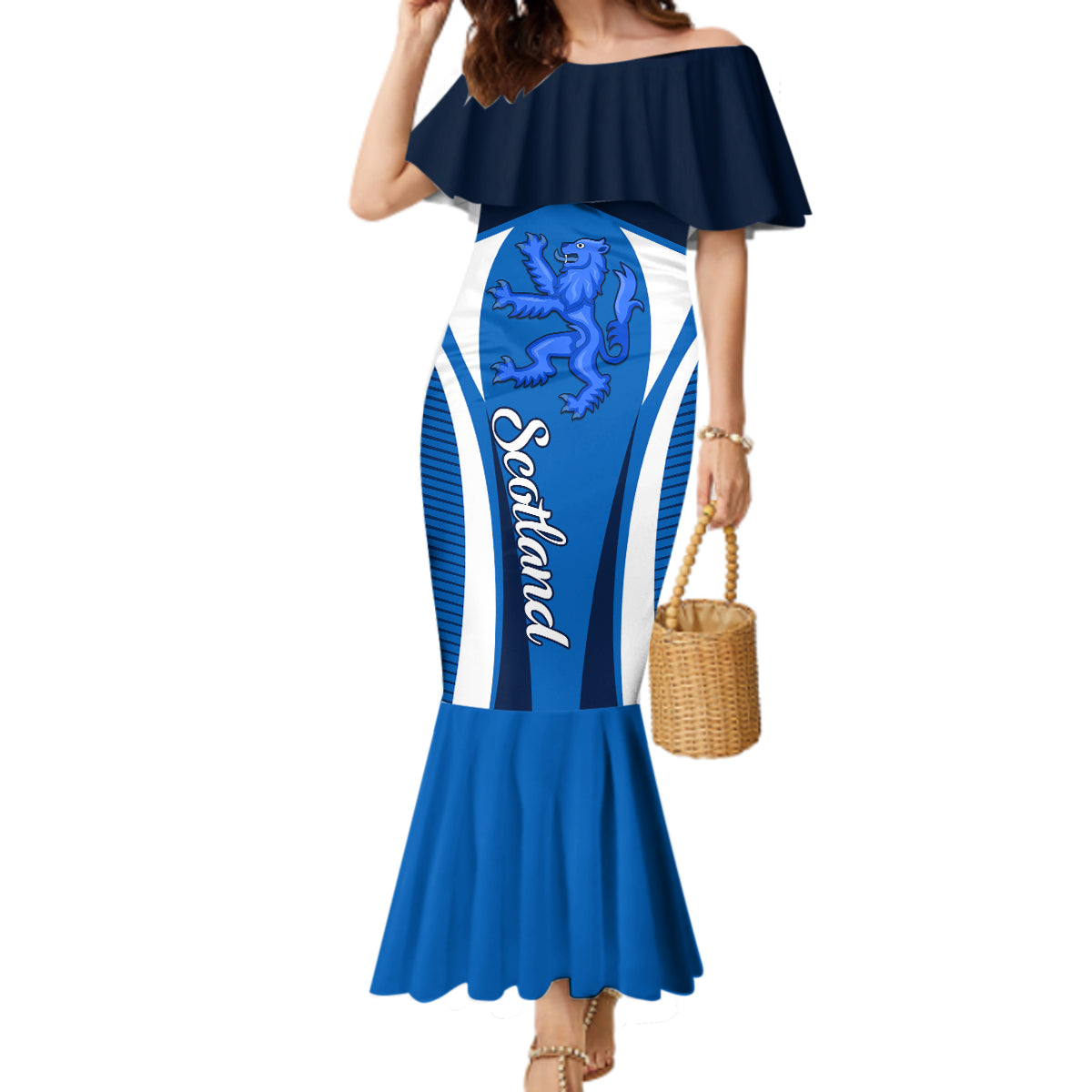 Custom Scotland Rugby Mermaid Dress Thistle With Scottish Lion - Wonder Print Shop