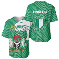 Green personalized Nigeria baseball jersey with eagle crest front and matching back panel