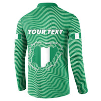 Green back view button sweatshirt with “YOUR TEXT” and Nigeria map graphic in white