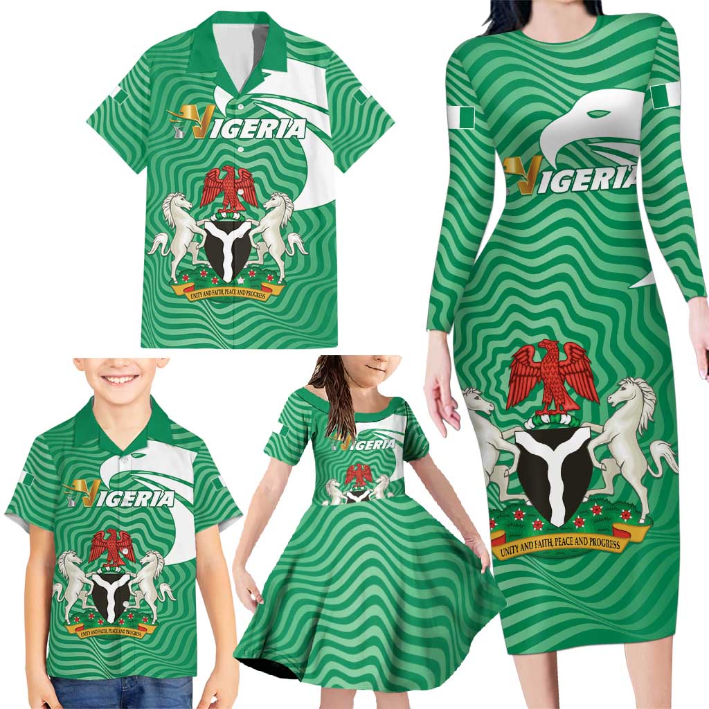 Personalized Nigeria Family Matching Long Sleeve Bodycon Dress and Hawaiian Shirt Jamhuriyar Tarayyar Najeriya - Wonder Print Shop