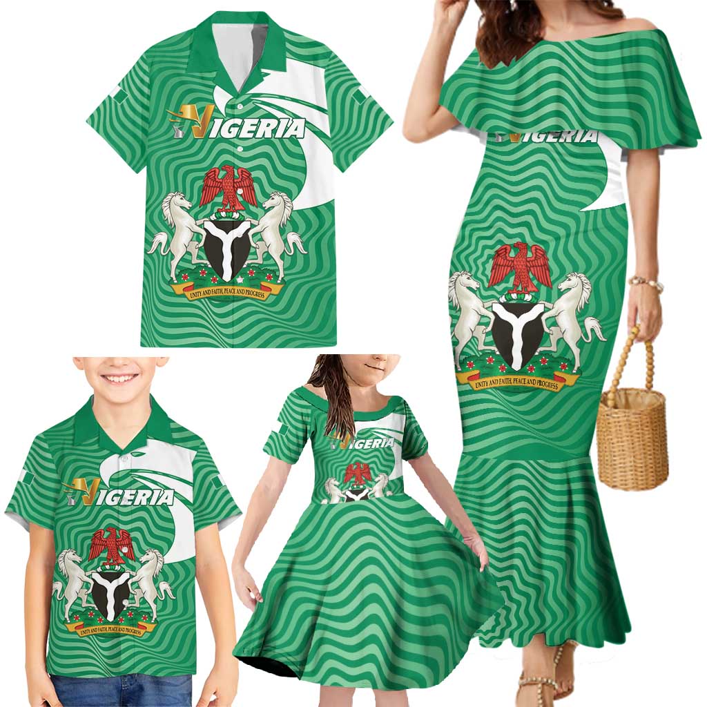 Personalized Nigeria Family Matching Mermaid Dress and Hawaiian Shirt Jamhuriyar Tarayyar Najeriya - Wonder Print Shop