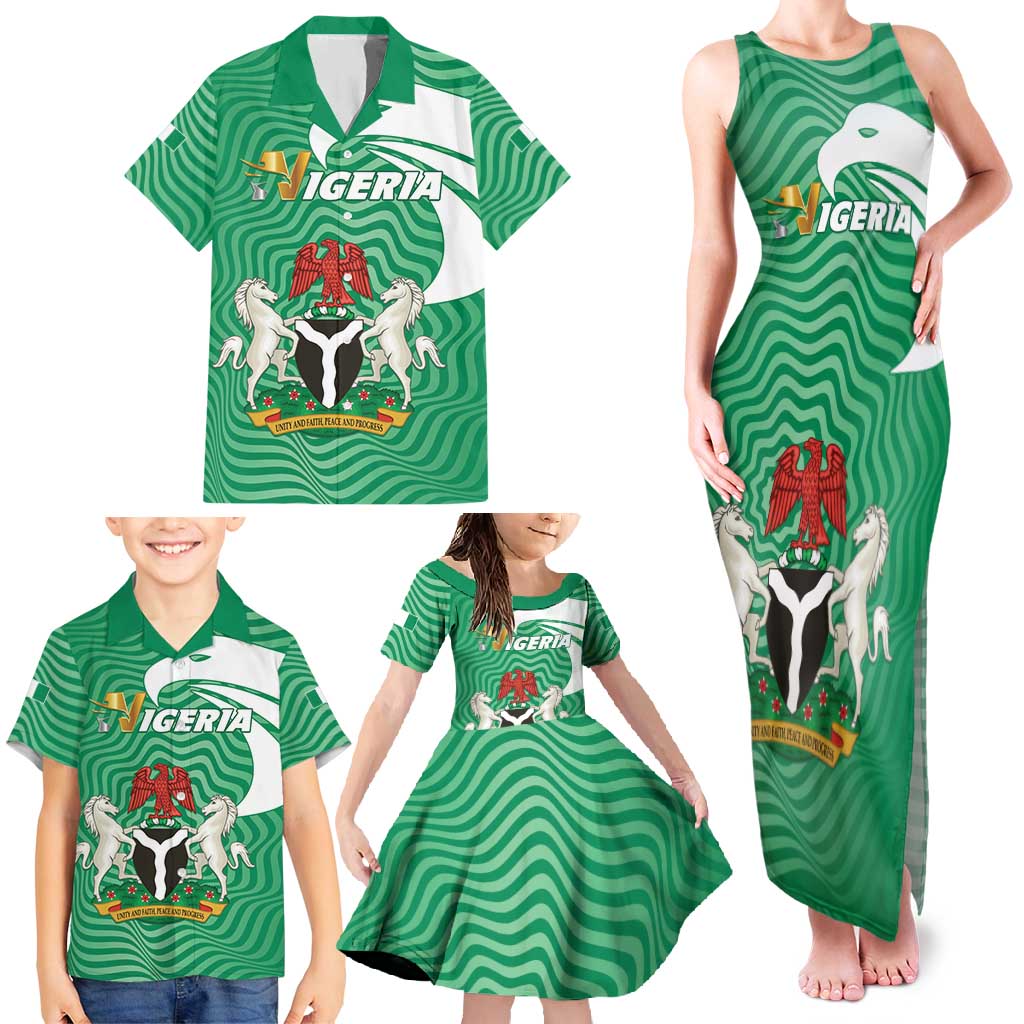 Personalized Nigeria Family Matching Tank Maxi Dress and Hawaiian Shirt Jamhuriyar Tarayyar Najeriya - Wonder Print Shop