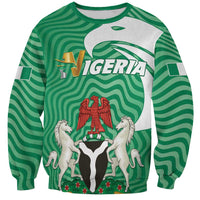 Green and white raglan sweatshirt with Nigeria crest and 'JIGERIA' graphic on front