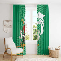 Green Nigeria crest window curtain panels with wavy stripes and flag-style graphic