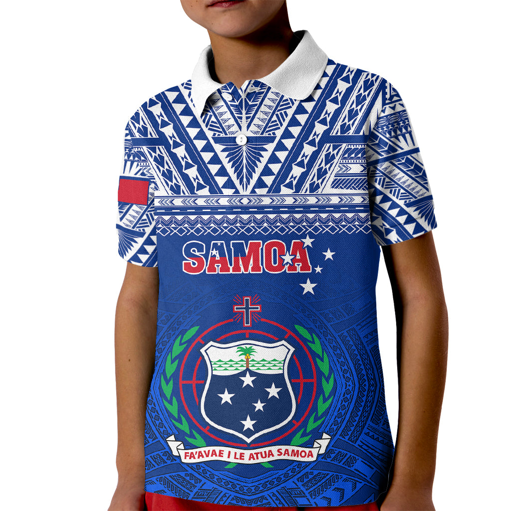 Samoa Rugby Kid Polo Shirt Manu Samoa Polynesian Tatoo Pattern - Wonder Print Shop