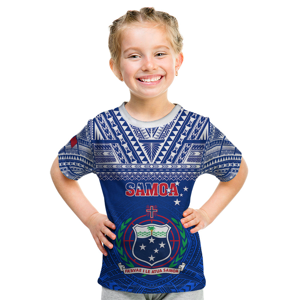 Samoa Rugby Kid T Shirt Manu Samoa Polynesian Tatoo Pattern - Wonder Print Shop