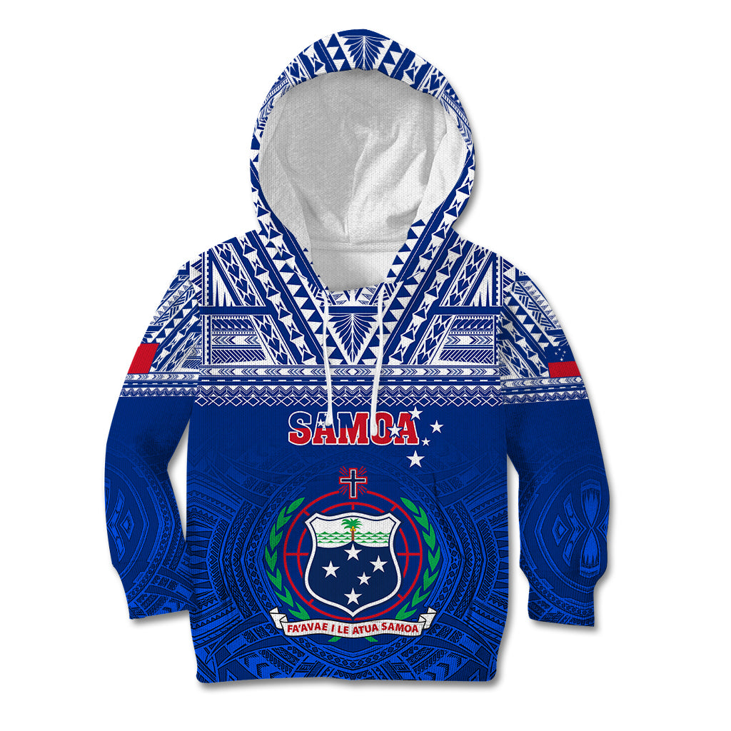 Custom Samoa Rugby Kid Hoodie Manu Samoa Polynesian Tatoo Pattern - Wonder Print Shop