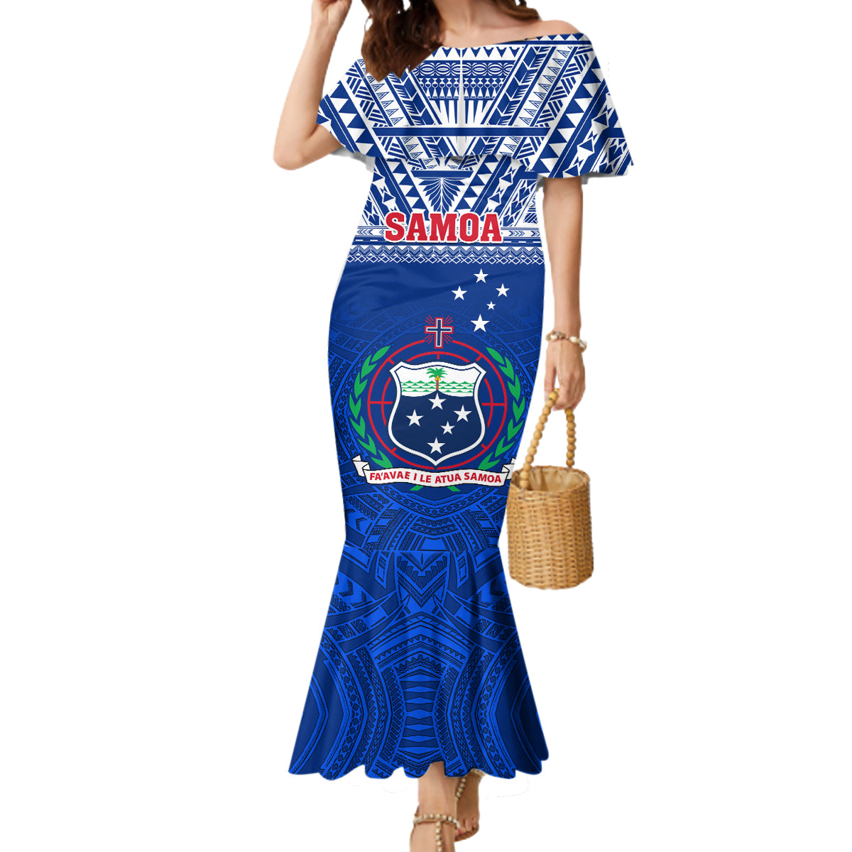 Custom Samoa Rugby Mermaid Dress Manu Samoa Polynesian Tatoo Pattern - Wonder Print Shop