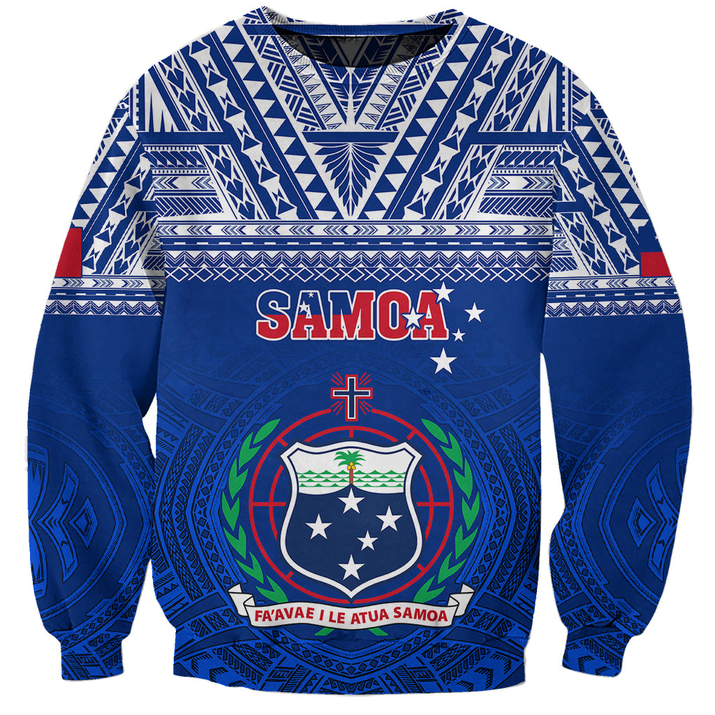 Custom Samoa Rugby Sweatshirt Manu Samoa Polynesian Tatoo Pattern - Wonder Print Shop