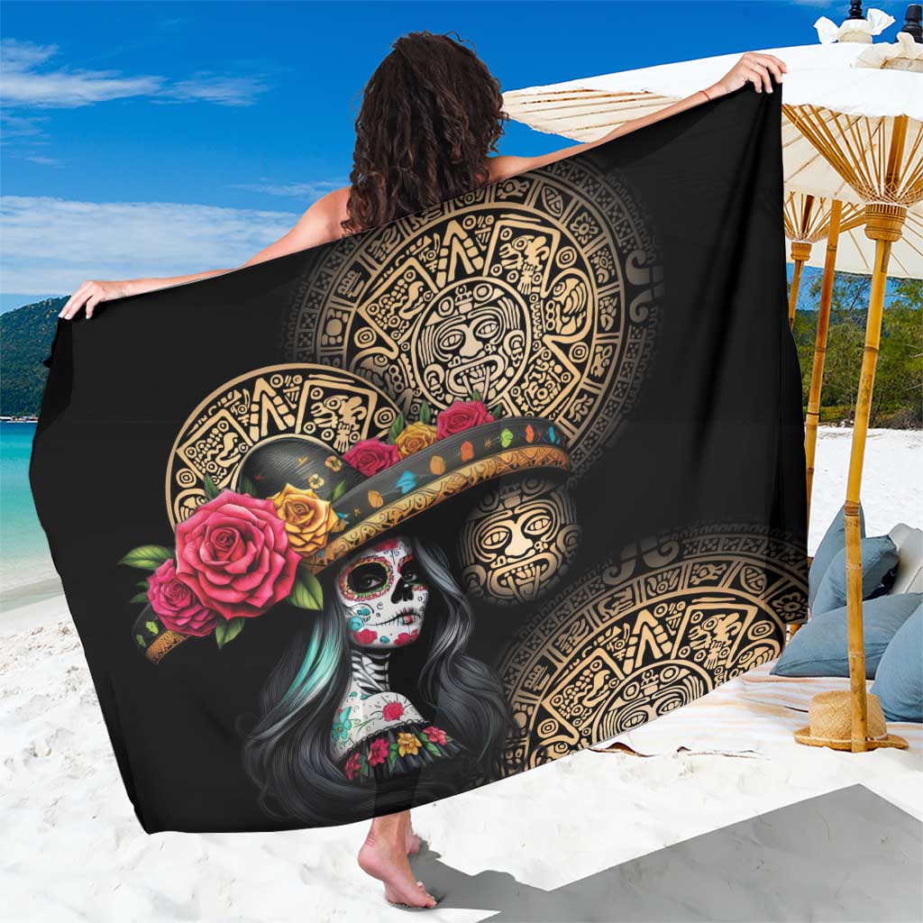 La Calavera Catrina Aztec Circle Sarong Dia de Muertos - Wonder Print Shop