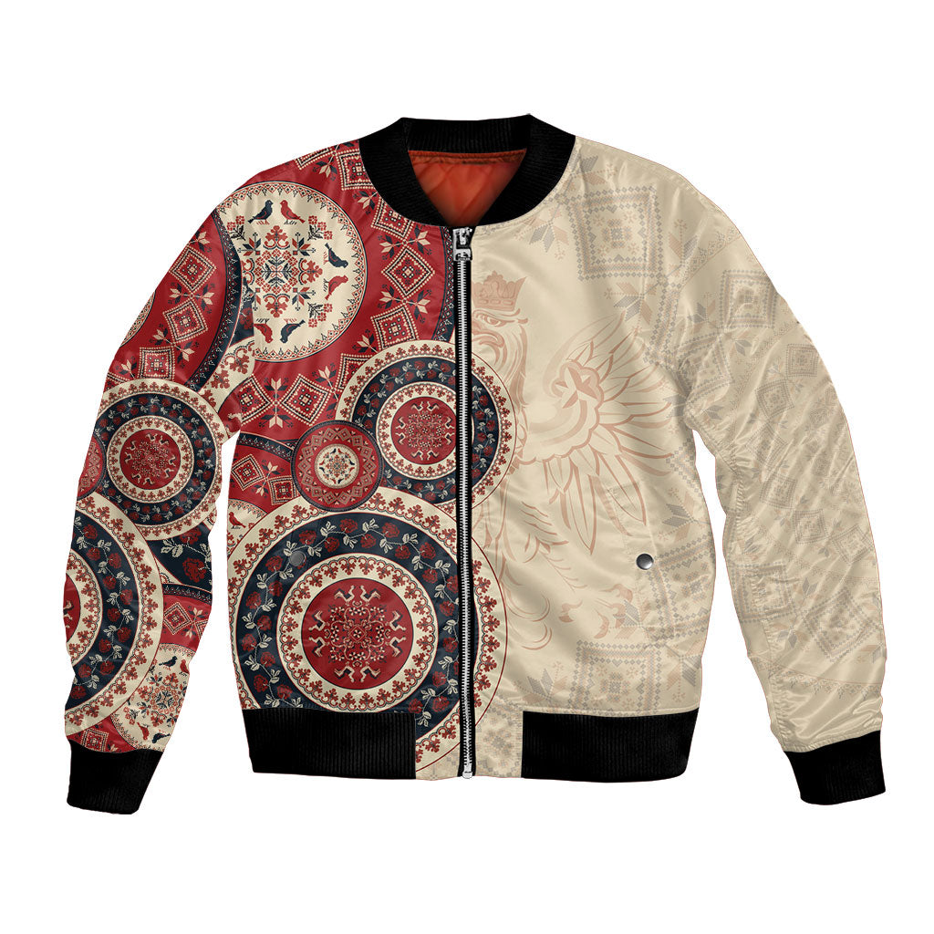 Polish Circle Pattern Bomber Jacket Polska Traditional Pattern