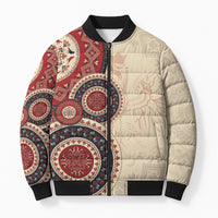 Polish Circle Pattern Bomber Puffer Jacket Polska Traditional Pattern