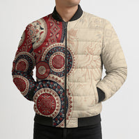 Polish Circle Pattern Bomber Puffer Jacket Polska Traditional Pattern