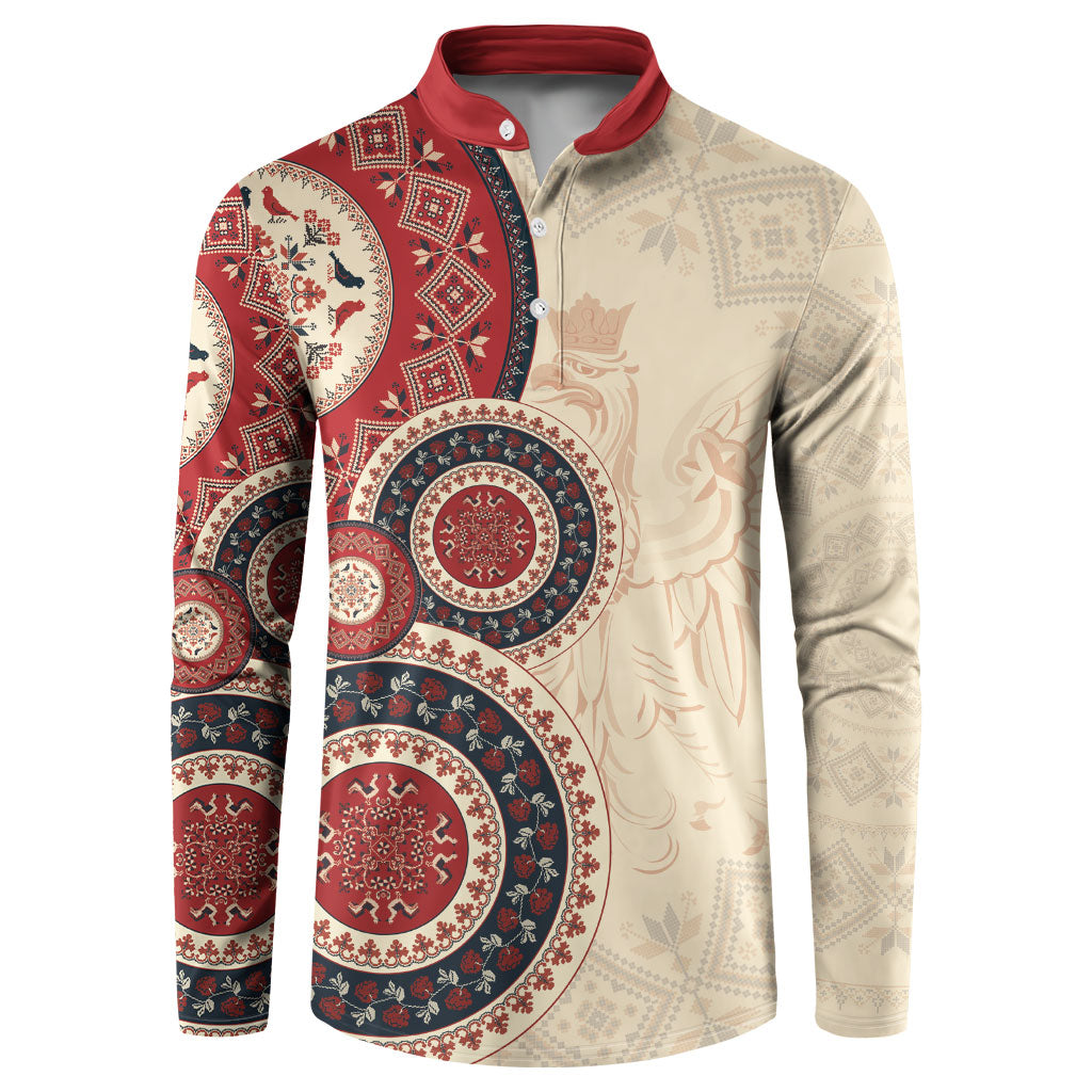 Polish Circle Pattern Button Sweatshirt Polska Traditional Pattern