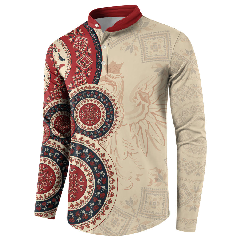 Polish Circle Pattern Button Sweatshirt Polska Traditional Pattern