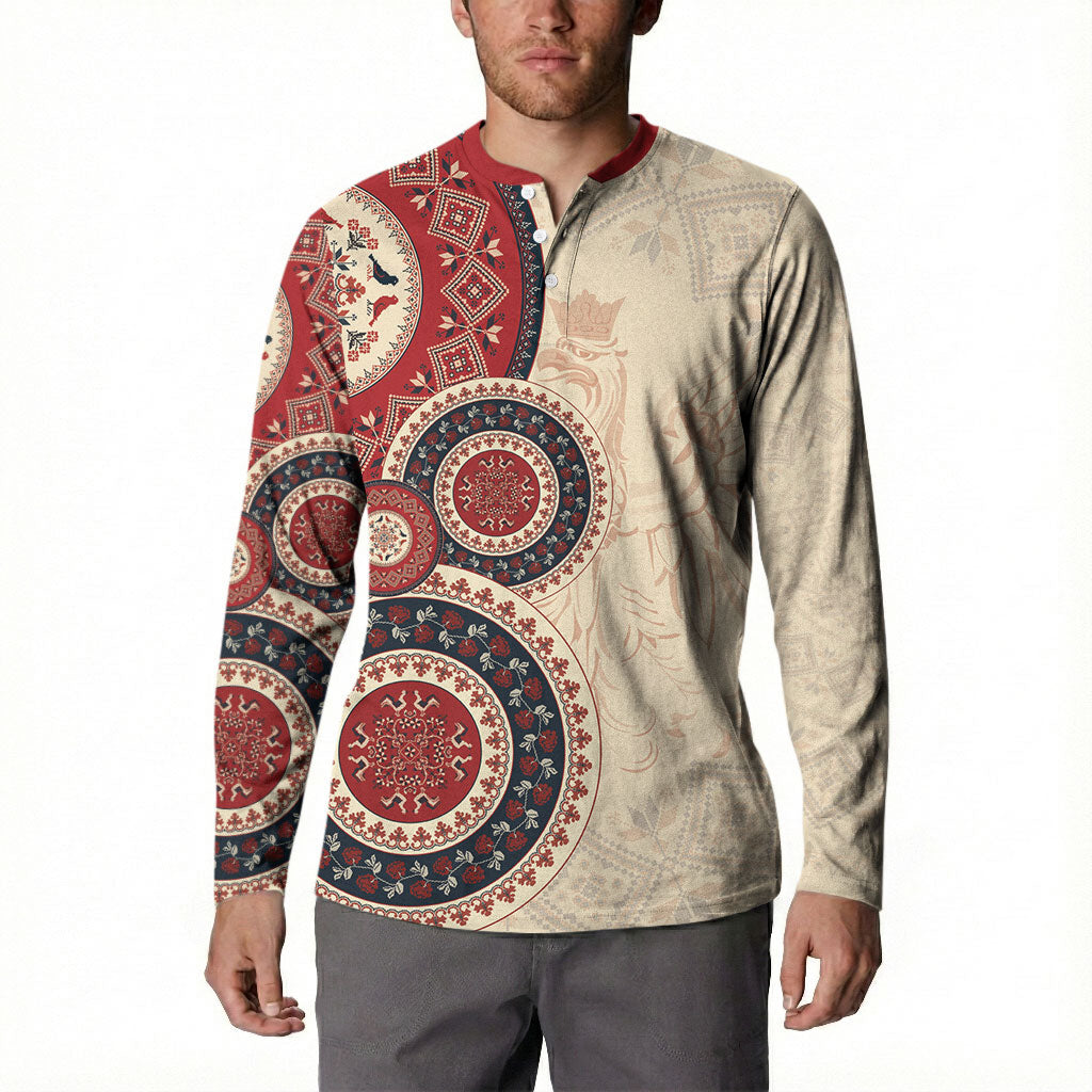 Polish Circle Pattern Button Sweatshirt Polska Traditional Pattern