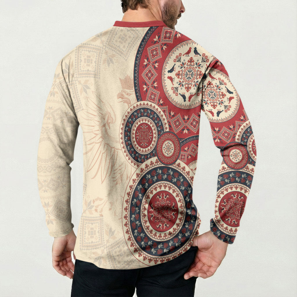 Polish Circle Pattern Button Sweatshirt Polska Traditional Pattern