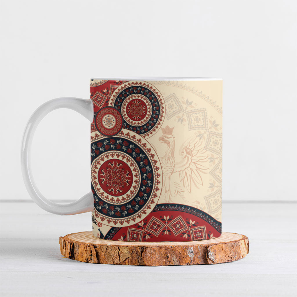Polish Circle Pattern Ceramic Mug Polska Traditional Pattern