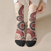 Polish Circle Pattern Crew Socks Polska Traditional Pattern