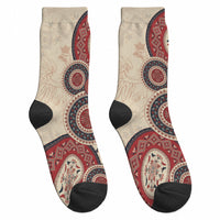 Polish Circle Pattern Crew Socks Polska Traditional Pattern