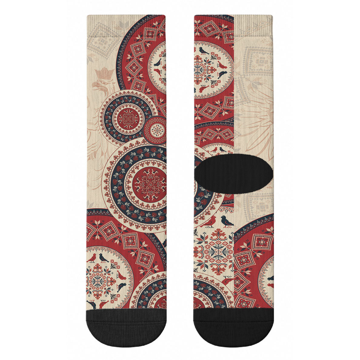 Polish Circle Pattern Crew Socks Polska Traditional Pattern