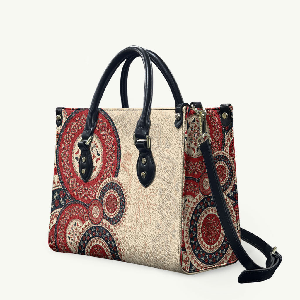 Polish Circle Pattern Leather Bag Polska Traditional Pattern
