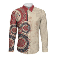 Polish Circle Pattern Long Sleeve Button Shirt Polska Traditional Pattern