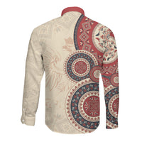 Polish Circle Pattern Long Sleeve Button Shirt Polska Traditional Pattern