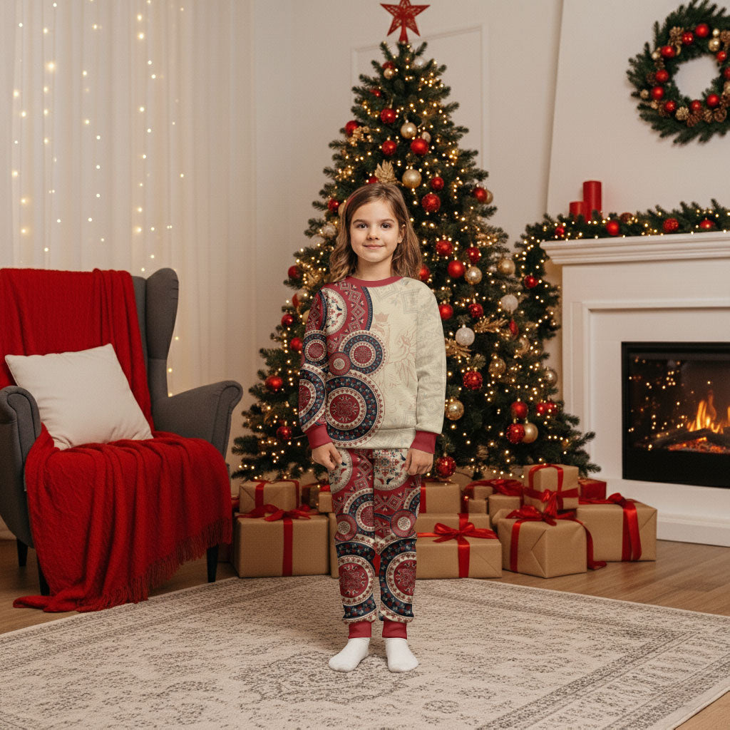 Polish Circle Pattern Christmas Pajama Set Polska Traditional Pattern
