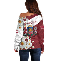 Personalized Latvijas Republika Off Shoulder Sweater Happy Independence Day