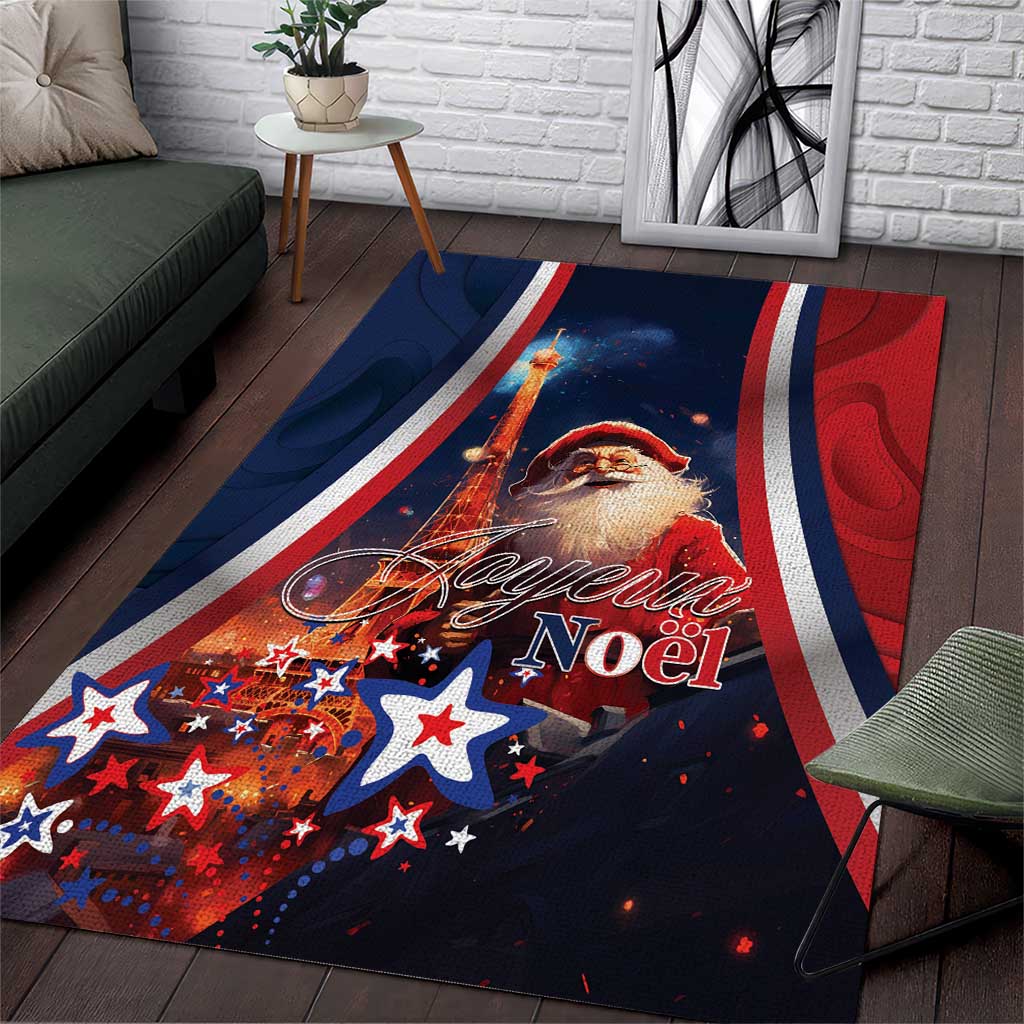 France Christmas Area Rug Joyeux Noel Santa Claus Eiffel Tower - Wonder Print Shop