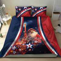 Christmas bedding set: blue and red duvet with two matching pillows, Eiffel Tower and Santa