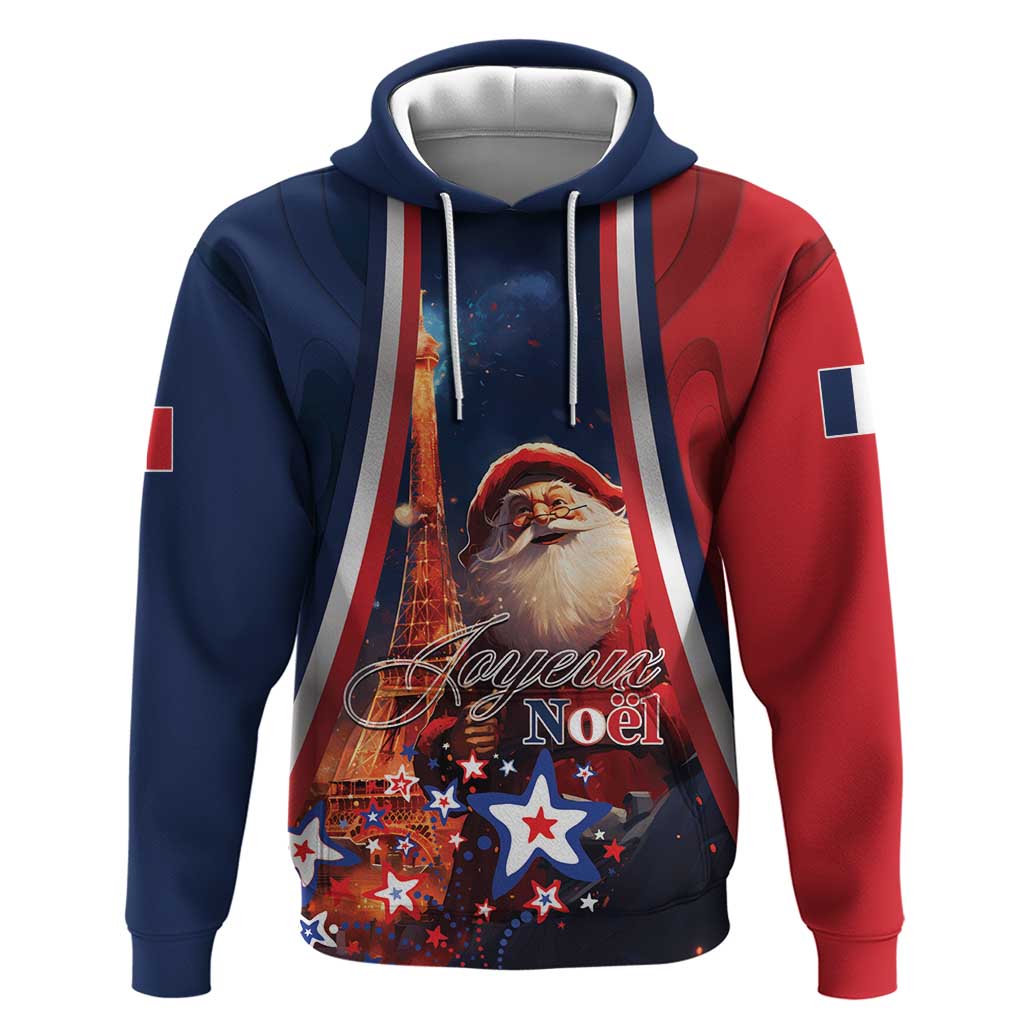 Personalised France Christmas Hoodie Joyeux Noel Santa Claus Eiffel Tower - Wonder Print Shop