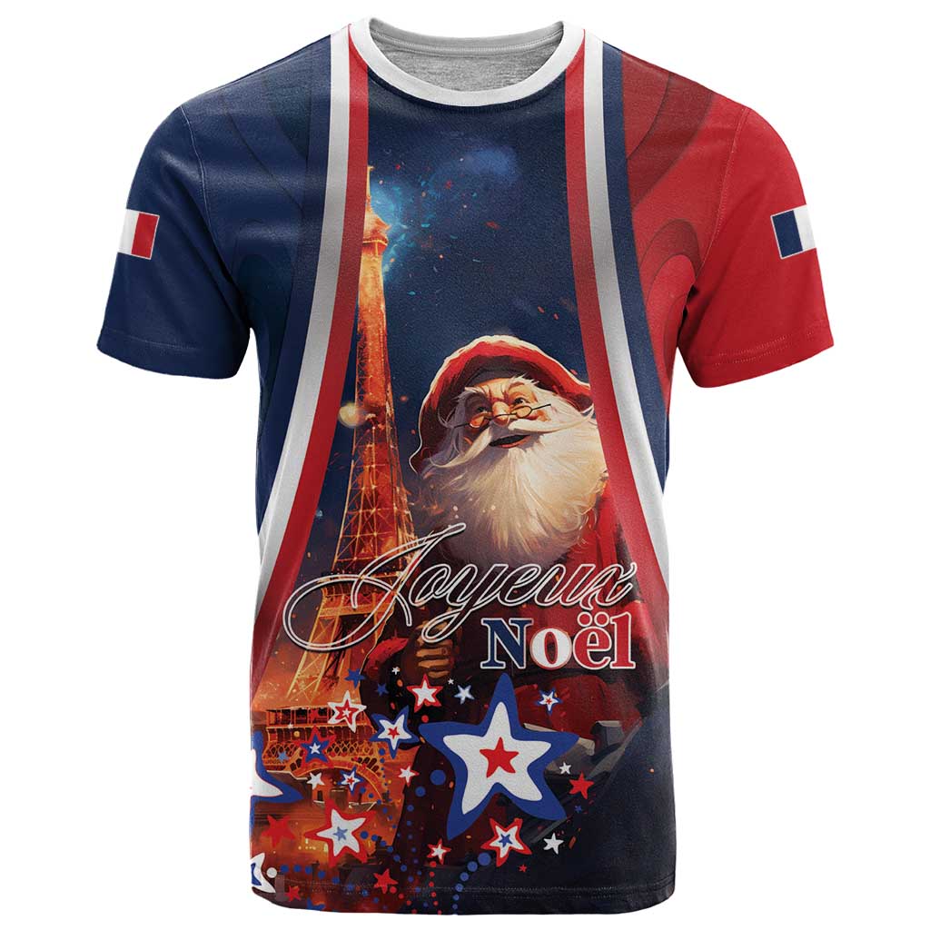 Personalised France Christmas T Shirt Joyeux Noel Santa Claus Eiffel Tower - Wonder Print Shop