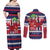 Norway Christmas Couples Matching Off Shoulder Maxi Dress and Long Sleeve Button Shirt God Jul! Coquette Bow - Wonder Print Shop