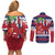 Norway Christmas Couples Matching Off Shoulder Short Dress and Long Sleeve Button Shirt God Jul! Coquette Bow - Wonder Print Shop