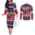 Norway Christmas Couples Matching Off The Shoulder Long Sleeve Dress and Long Sleeve Button Shirt God Jul! Coquette Bow