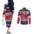 Norway Christmas Couples Matching Off The Shoulder Long Sleeve Dress and Long Sleeve Button Shirt God Jul! Coquette Bow