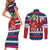 Norway Christmas Couples Matching Short Sleeve Bodycon Dress and Long Sleeve Button Shirt God Jul! Coquette Bow - Wonder Print Shop