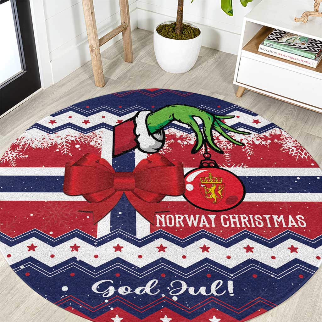 Norway Christmas Round Carpet God Jul! Coquette Bow