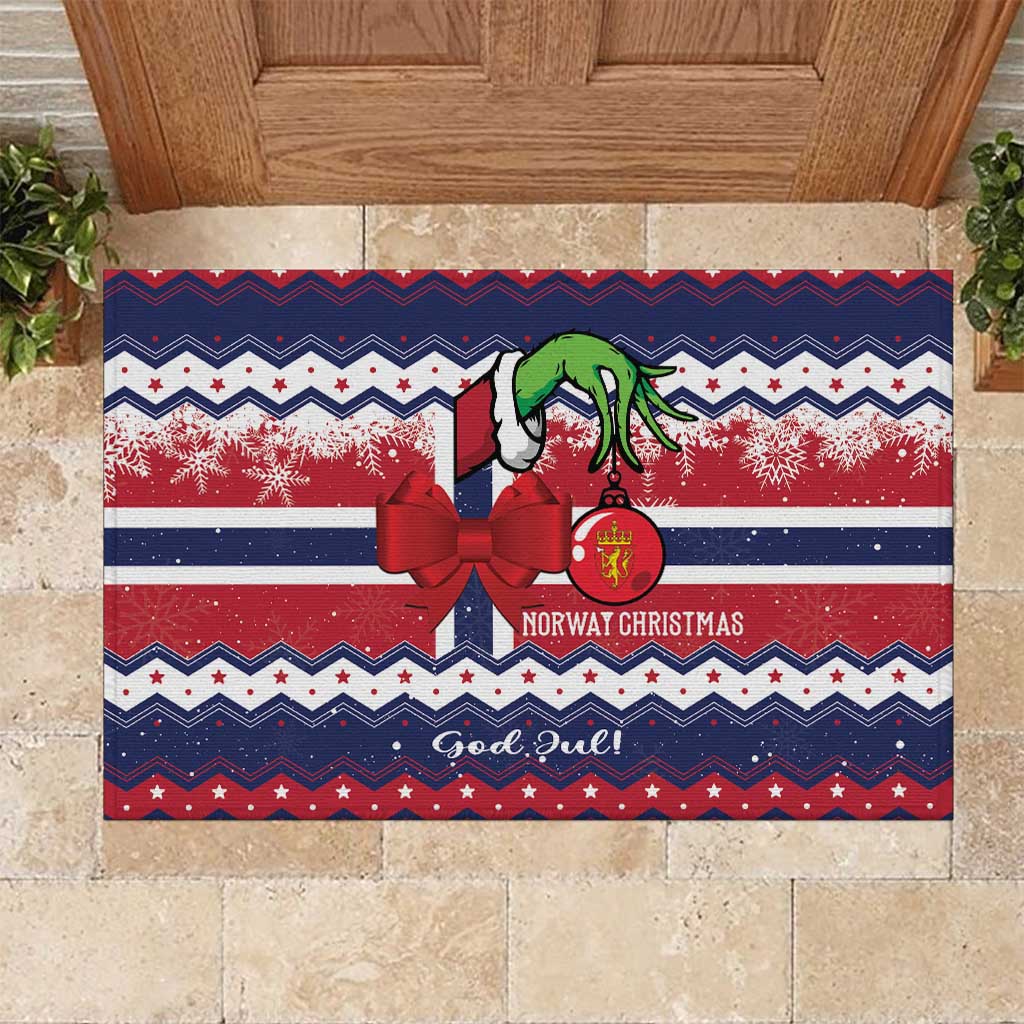 Norway Christmas Rubber Doormat God Jul! Coquette Bow - Wonder Print Shop