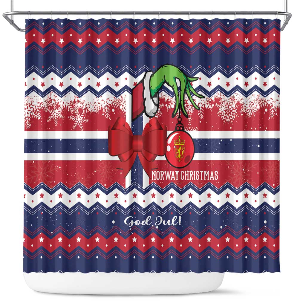 Norway Christmas Shower Curtain God Jul! Coquette Bow