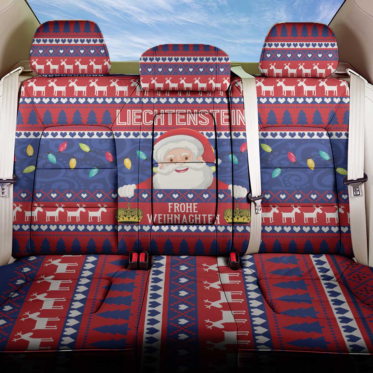 Liechtenstein Christmas Back Car Seat Cover Frohe Weihnachten Der Weihnachtsmann - Wonder Print Shop