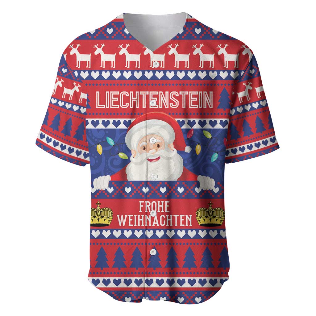 Liechtenstein Christmas Baseball Jersey Frohe Weihnachten Der Weihnachtsmann - Wonder Print Shop