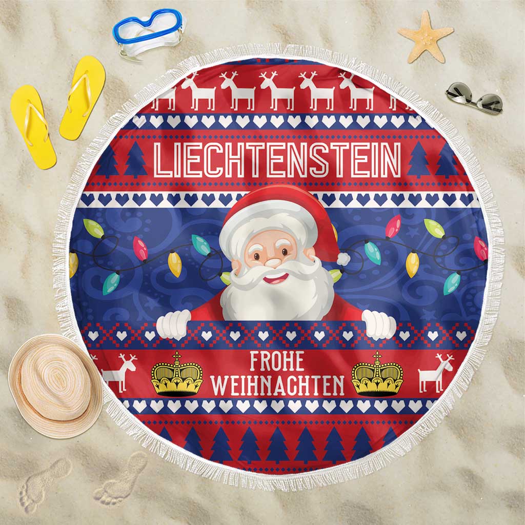 Liechtenstein Christmas Beach Blanket Frohe Weihnachten Der Weihnachtsmann - Wonder Print Shop