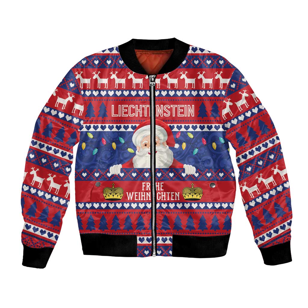 Liechtenstein Christmas Bomber Jacket Frohe Weihnachten Der Weihnachtsmann - Wonder Print Shop