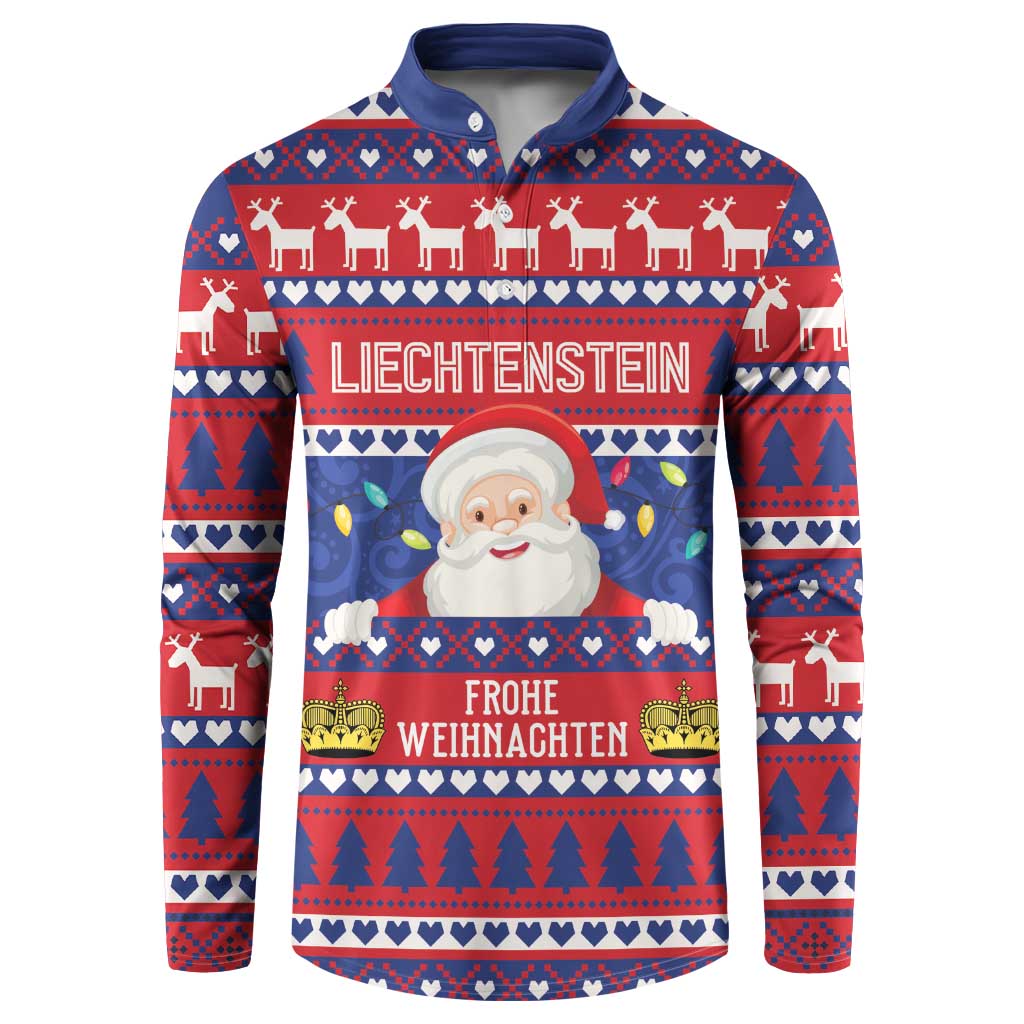 Liechtenstein Christmas Button Sweatshirt Frohe Weihnachten Der Weihnachtsmann - Wonder Print Shop