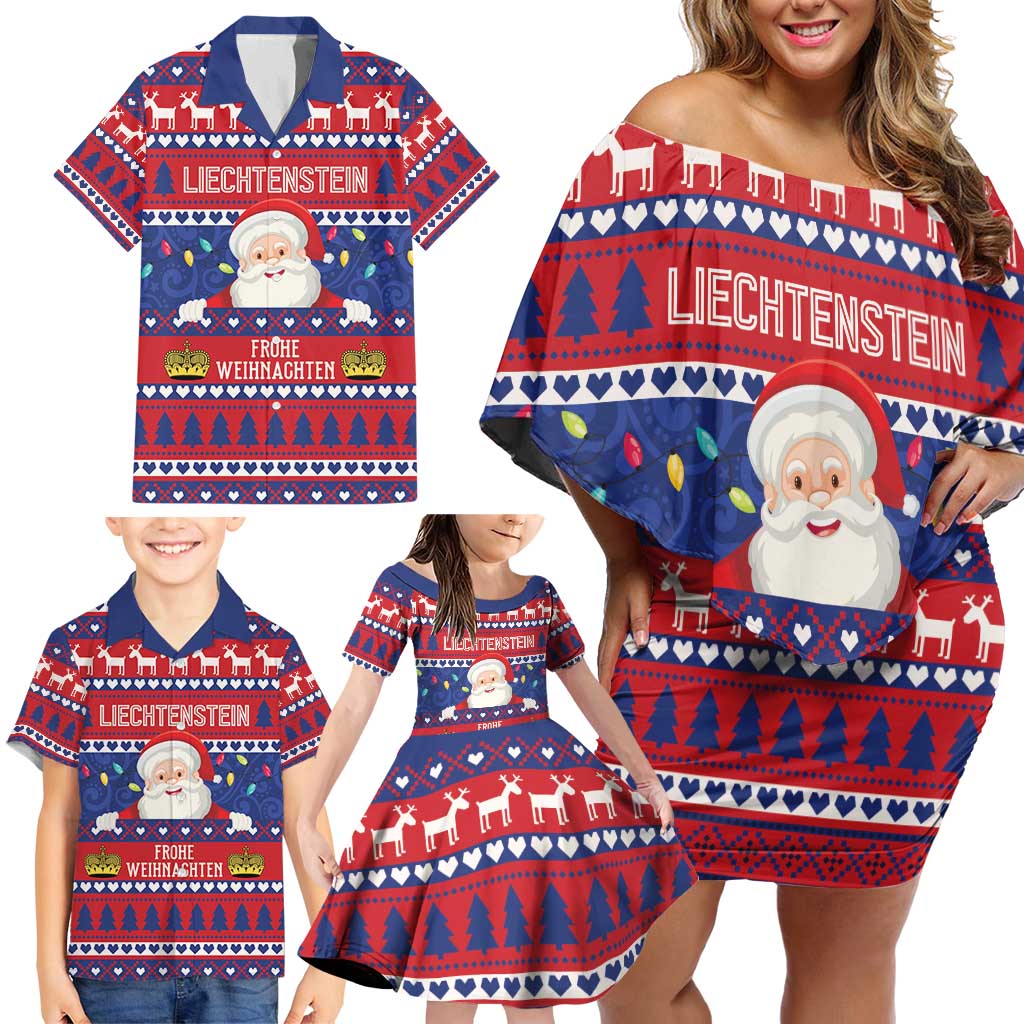 Liechtenstein Christmas Family Matching Off Shoulder Short Dress and Hawaiian Shirt Frohe Weihnachten Der Weihnachtsmann - Wonder Print Shop